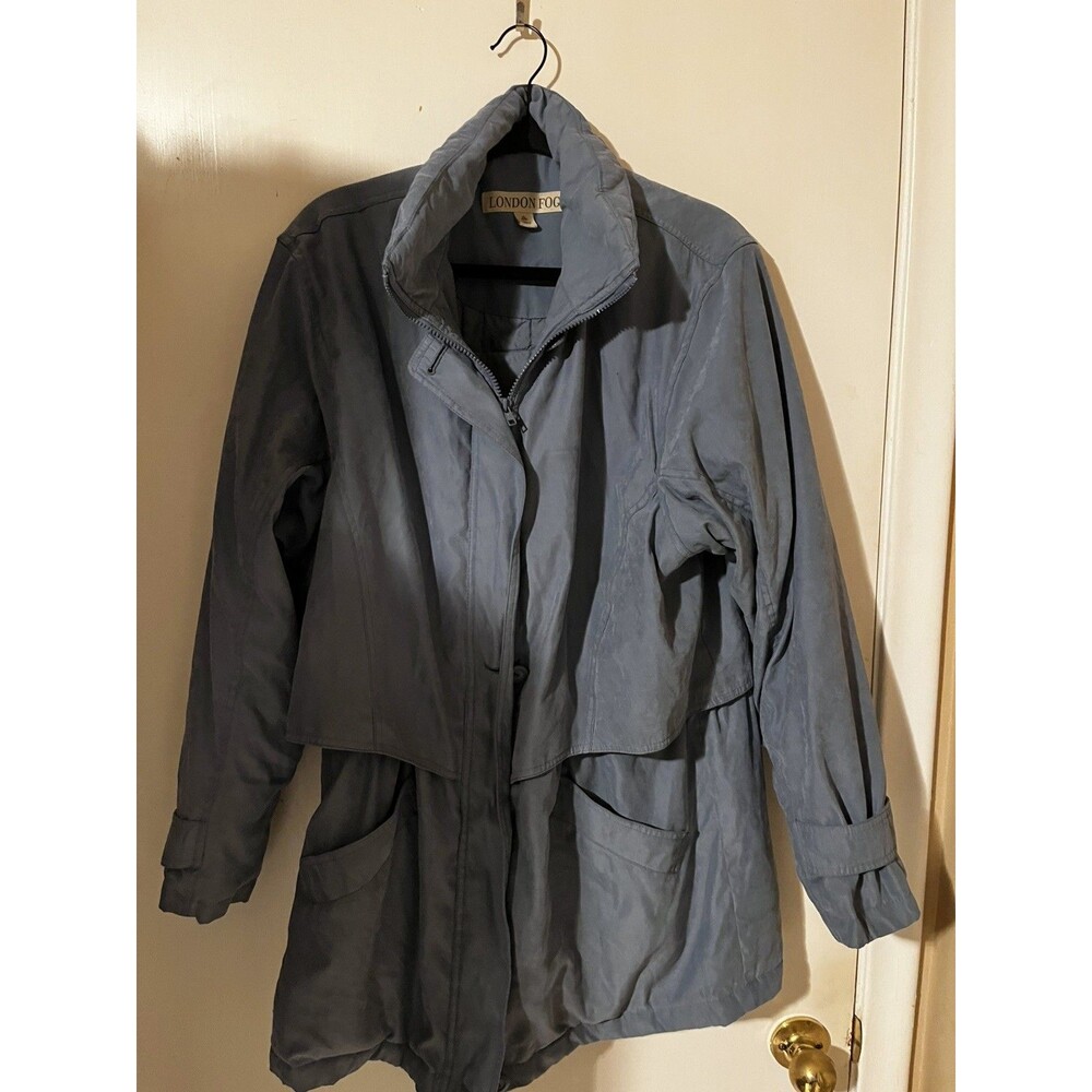 Vintage London Fog Slate Blue Trench Jacket XL